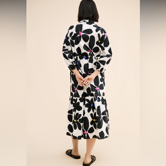 Anthropologie Maeve Bettina Tiered Shirt Dress Floral - Picture 2 of 5